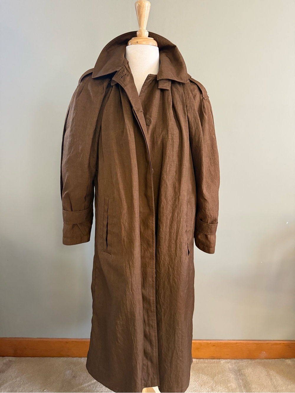 J. Gallery Vintage Petite Brown Trench Coat Removable Liner Made in Korea 2
